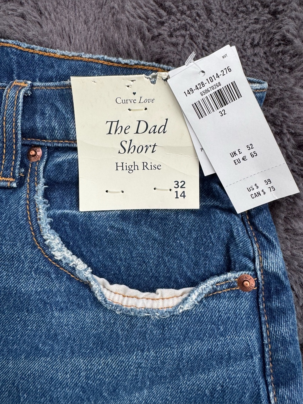 Abercrombie & Fitch curve love the dad short high rise size 32/14 - Picture 2 of 11